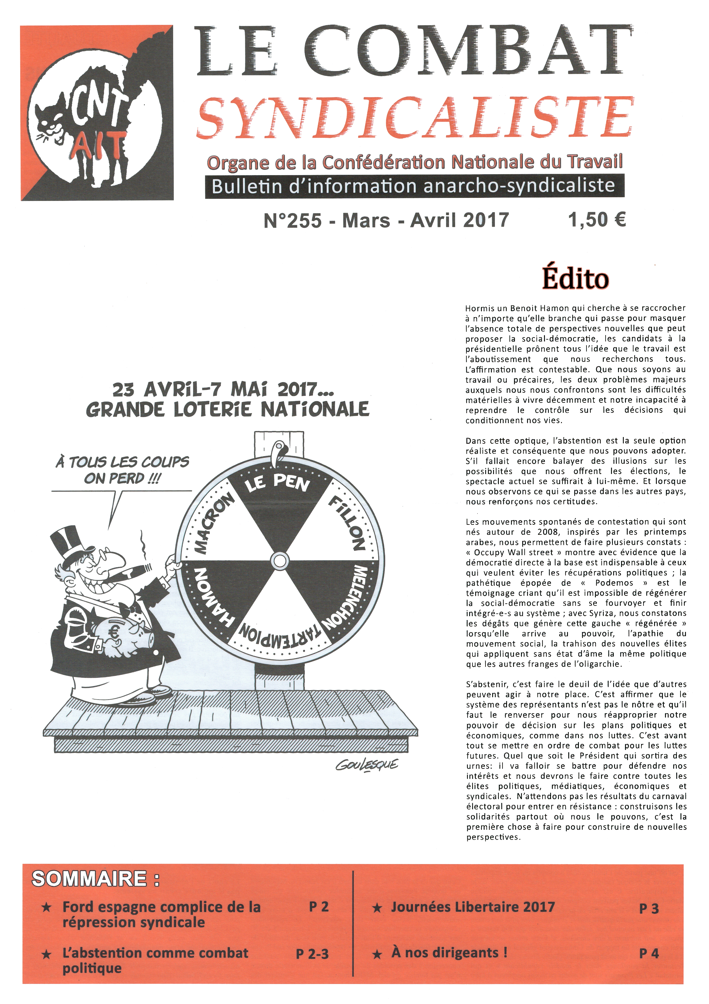 Lire le combat syndicaliste RAM 255